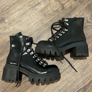 JEFFREY CAMPBELL BLACK PLATFORM COMBAT BOOTS